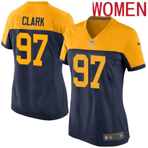 Women Green Bay Packers 97 Kenny Clark Navy Blue Nike Alternate Game NFL Jersey